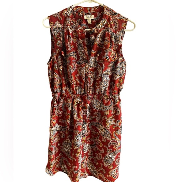 Lands’ End Canvas 100% Silk Paisley Dress Knee Length Sz 4 - Picture 1 of 9